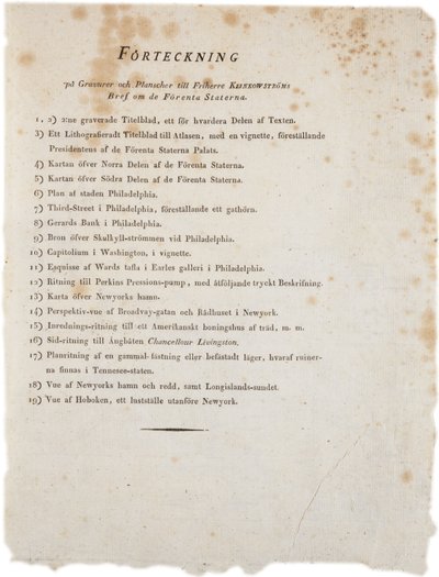 Spis ilustracji z Klinckowstroms Atlas of the United States, 1824 (druk) autorstwa Swedish School
