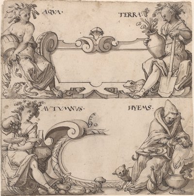 Woda i Ziemia/Jesień i Zima autorstwa Swiss 16th Century