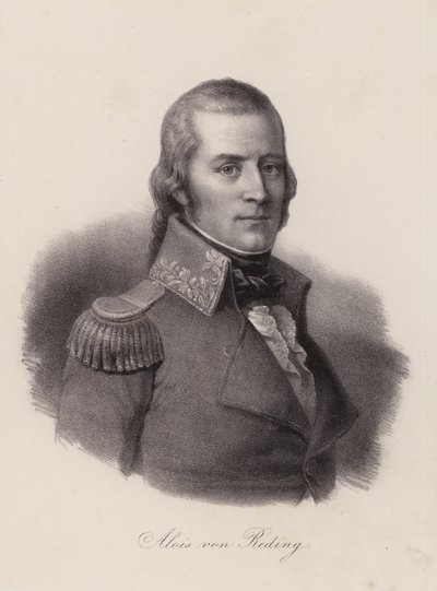 Alois von Reding, szwajcarski oficer wojskowy, rewolucjonista i polityk (grafika) autorstwa Swiss School
