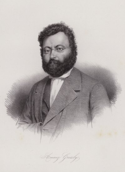 Amanz Gressly, szwajcarski geolog i paleontolog (grafika) autorstwa Swiss School