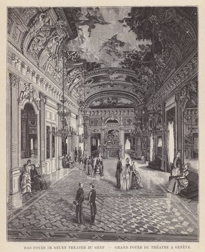 Foyer w Nowym Teatrze w Genewie, Grand Foyer du Theatre a Geneve (grafika) autorstwa Swiss School