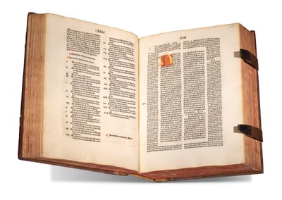 De civitate Dei, z komentarzem Thomasa Waleysa (zm. przed 1349) i Nicolausa Trivet (1258?-1328), Augustyna z Hippony, druk 1489 (wellum) autorstwa Swiss School