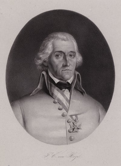 Friedrich Freiherr von Hotze, urodzony w Szwajcarii generał w armii austriackiej podczas francuskich wojen rewolucyjnych (grafika) autorstwa Swiss School