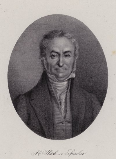 Jakob Ulrich Sprecher von Bernegg , szwajcarski polityk (Grawerowanie) autorstwa Swiss School