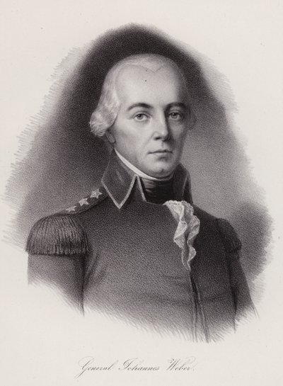 Johann Weber, szwajcarski generał zginął w bitwie pod Frauenfeld (grawerowanie) autorstwa Swiss School