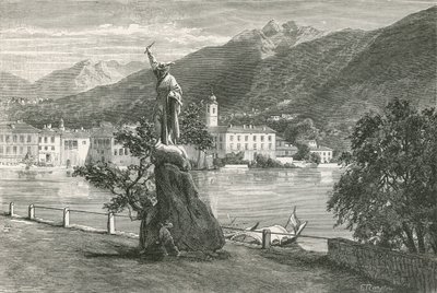 Lugano, ze Statuą Przepowiadania autorstwa Vela autorstwa Swiss School