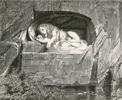 Pomnik w Lucernie ku czci Gwardii Szwajcarskiej, która poległ w obronie francuskiej rodziny królewskiej, 10 sierpnia 1792 r. autorstwa Swiss School