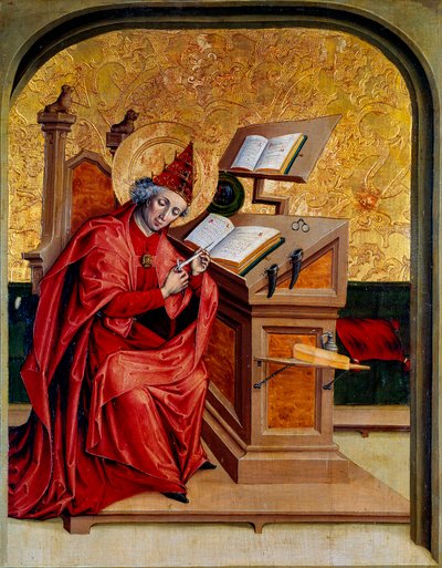 Portret św. Grzegorza Wielkiego lub Wielkiego (540-604) Papież od 590 do 604 Obraz Szkoły Szwajcarskiej XV-wiecznej Dijon, Muzeum Sztuk Pięknych autorstwa Swiss School