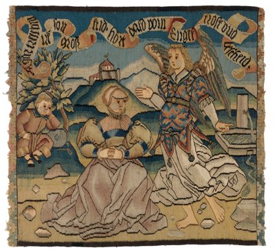 Panel gobelinowy przedstawiający Hagar i Anioła autorstwa Swiss School
