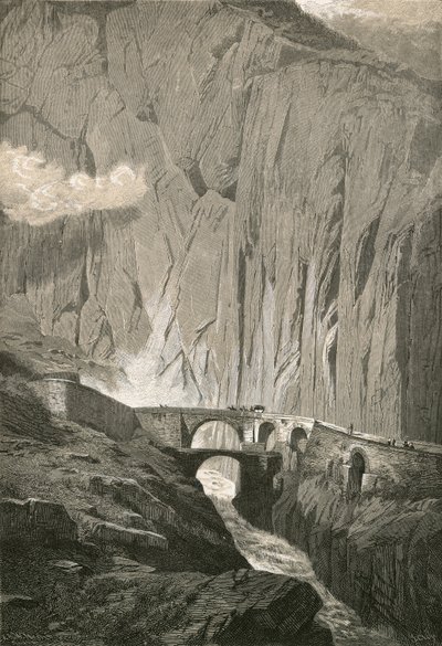 Diabelski Most.-St. Droga Gotharda, wąwóz Schollenen autorstwa Swiss School