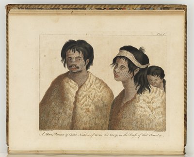 Mieszkańcy Ziemi Ognistej, ilustracja z „Dziennika podróży na morza południowe: na statku Jego Królewskiej Mości, The Endeavour” autorstwa Sydney (after) Parkinson