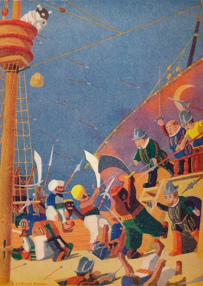 „Walka z Korsarzami”, 1937 autorstwa Sydney George Hulme Beaman