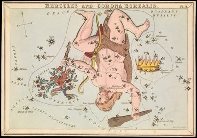 Herkules i Corona Borealis, ok. 1825 r. (karta, papier, bibułka) autorstwa Sydney Hall