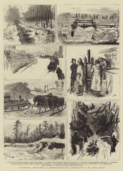 Kanadyjskie szkice, wyprawa na łosie, w drodze autorstwa Sydney Prior Hall
