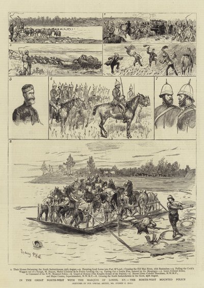 Na Wielkim Północnym Zachodzie z markizem Lorne XV, północno-zachodnią policją konną autorstwa Sydney Prior Hall