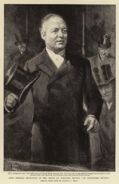 Lord Charles Beresford w Izbie Gmin bez sprzeciwu wraca do kraju. autorstwa Sydney Prior Hall