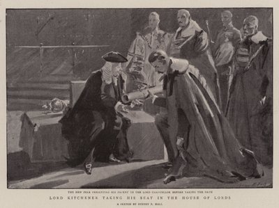 Lord Kitchener zajmuje swoje miejsce w Izbie Lordów autorstwa Sydney Prior Hall