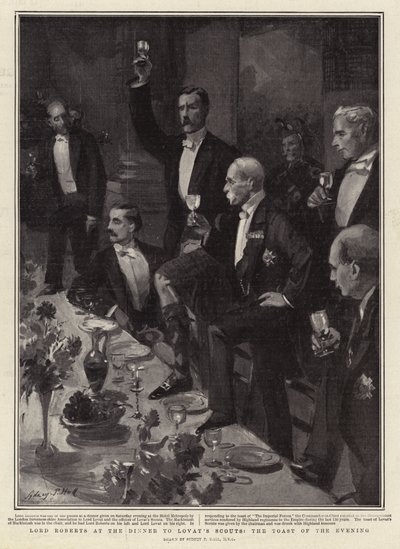 Lord Roberts na kolacji u harcerzy Lovata, toast wieczoru autorstwa Sydney Prior Hall
