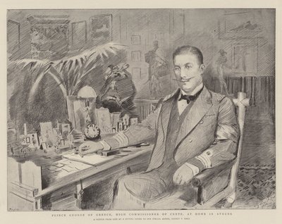 Książę George z Grecji, Wysoki Komisarz Krety, w domu w Atenach autorstwa Sydney Prior Hall