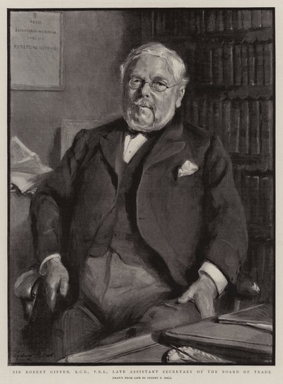 Sir Robert Giffen, KCB, FRS, zmarły zastępca sekretarza Rady Handlu autorstwa Sydney Prior Hall