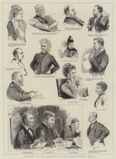 Szkice z posiedzeń Rady Szkolnej w Londynie autorstwa Sydney Prior Hall
