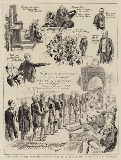 Zakończenie prac komisji w sprawie irlandzkiej ustawy o zbrodniach w Izbie Gmin autorstwa Sydney Prior Hall