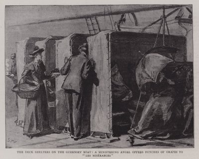 Schronienia na pokładzie na łodzi Guernsey, Anioł usługujący oferuje kiście winogron Les Miserables autorstwa Sydney Prior Hall