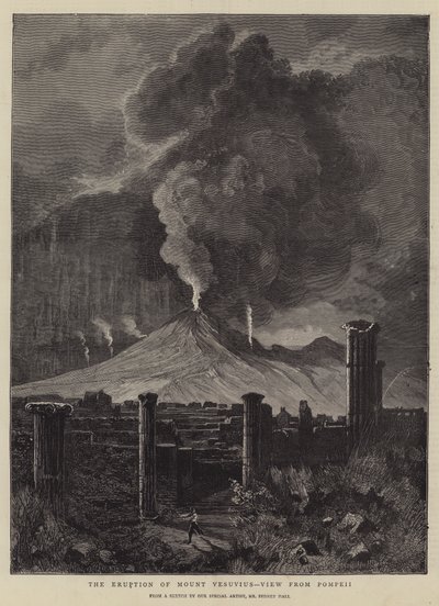 Erupcja Wezuwiusza, widok z Pompejów autorstwa Sydney Prior Hall
