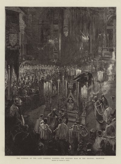 Pogrzeb zmarłego kardynała Manninga, Msza żałobna w oratorium, Brompton autorstwa Sydney Prior Hall