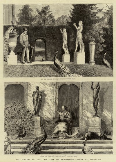Pogrzeb zmarłego hrabiego Beaconsfield, zapiski w Hughenden autorstwa Sydney Prior Hall