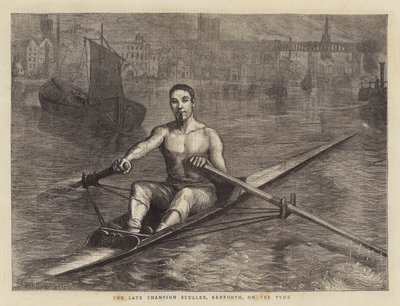 Zmarły mistrz wioślarski, Renforth, on the Tyne autorstwa Sydney Prior Hall
