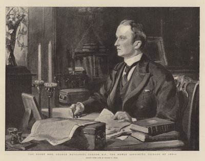 Wielce Szanowny George Nathaniel Curzon, poseł, nowo mianowany wicekról Indii autorstwa Sydney Prior Hall