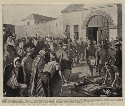 Ofiary bitwy o Alands, Boer Parisoneras przybywający do Pietermaritzburg Gaol autorstwa Sydney Prior Hall