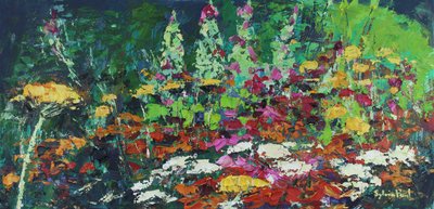 Zingy Flower Bed, 2021 (olej na płótnie) autorstwa Sylvia Paul