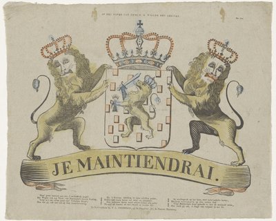 Na herbie jego K.M. Willem den Eersteen (tytuł na obiekcie) autorstwa T.L. Thompson