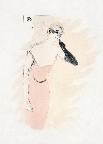 Yvette Guilbert w roli Columbine u boku Pierrota (1894) autorstwa TOULOUSE LAUTREC