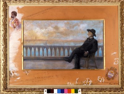 Portret Giuseppe Verdiego, włoskiego kompozytora (1813-1901), w Wenecji. Pastel T. Bianco podarowany przez kompozytora śpiewakowi Tamagno w 1897 roku. autorstwa T. Bianco