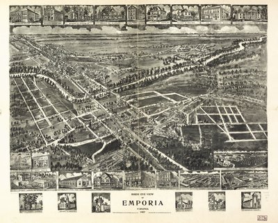 Widok z lotu ptaka na Emporię, Wirginia 1907. autorstwa T. M. Fowler