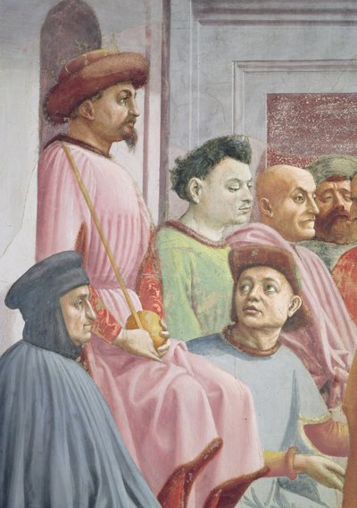 Wskrzeszenie syna Teofila, króla Antiochii, fragment króla Antiochii, fresk z ok. 1427 patrz także 63302 autorstwa Tommaso Masaccio