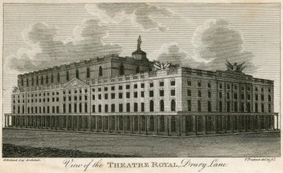 Widok na Theatre Royal, Drury Lane, Londyn autorstwa T. Prattent