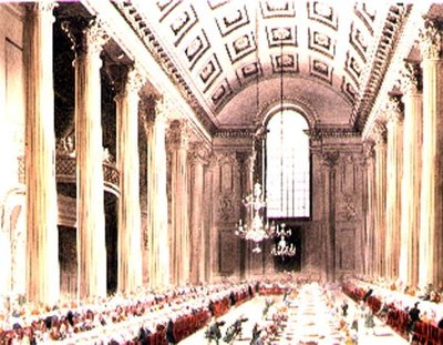 Sala Egipska, Mansion House, z „Mikrokosmosu Londynu” Ackermanna autorstwa T. and Pugin A.C. Rowlandson