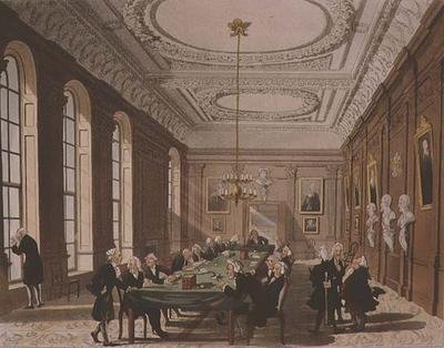College of Physicians z „Mikrokosmosu Londynu” Ackermanna (kolorowe grawerowanie) autorstwa T. and Pugin A.C. Rowlandson