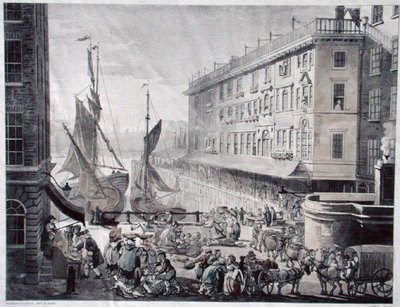 Targ Billingsgate, ryty J. Bluck (fl.1791-1819) (akwatinta) autorstwa T. and Pugin A.C. (after) Rowlandson