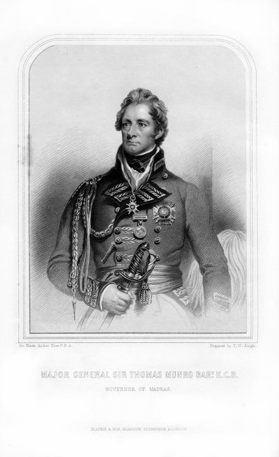 Sir Thomas Munro, szkocki żołnierz i mąż stanu, 1870. autorstwa T. W. Knight