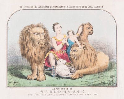 Lew i baranek będą leżeć razem i małe dziecko ich poprowadzi, ok. 1840 (akwarela na papierze) autorstwa T. W. Strong