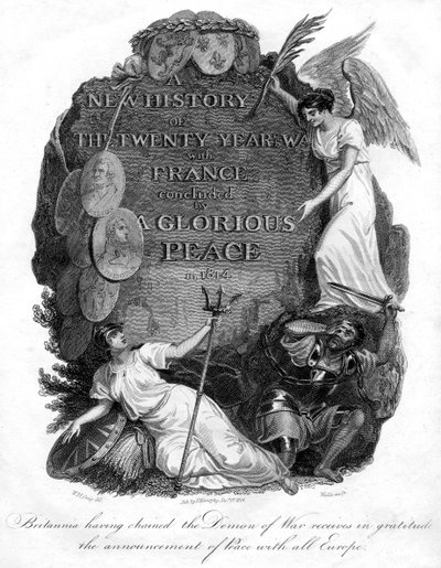 Britannia przykuła w łańcuchy demona wojny, 1816. autorstwa T. Wallis