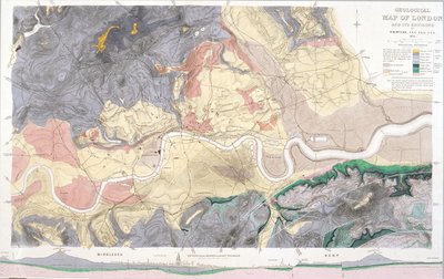 Mapa geologiczna Londynu i okolic, 1871 autorstwa T Walsh