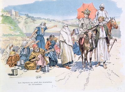 Trędowaci przed murami Jerozolimy, 1892 r. autorstwa T. de Haener