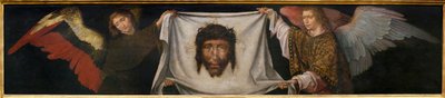 Anioły niosące całun - Obraz z warsztatu fr. Carlosa (malarz flamandzki działający w latach 1517-1544), olej na drewnie, ok. 1520-1530 (Anioły ze Świętą Twarzą, warsztat fr. Carlosa, olej na desce, ok. 1520-1530) - Musee d