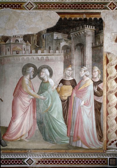 Spotkanie Anny i Joachima przy drzwiach Doree (fragment) - fresk, ok. 1327 autorstwa Taddeo Gaddi